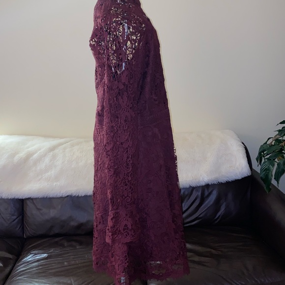 Lace Fit & Flare Dress retail $150 Miia Size 14 Burgundy Grape wine - Picture 5 of 15